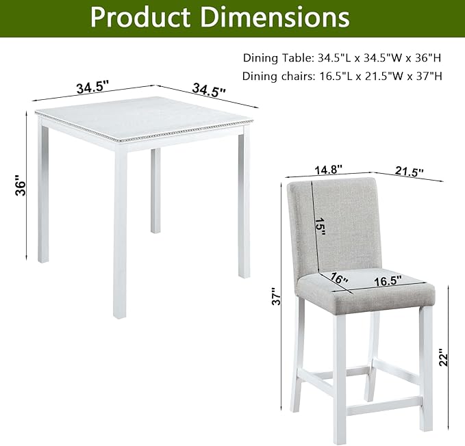 KEIKI 5-Piece Counter Height Dining Table Set - Image 3