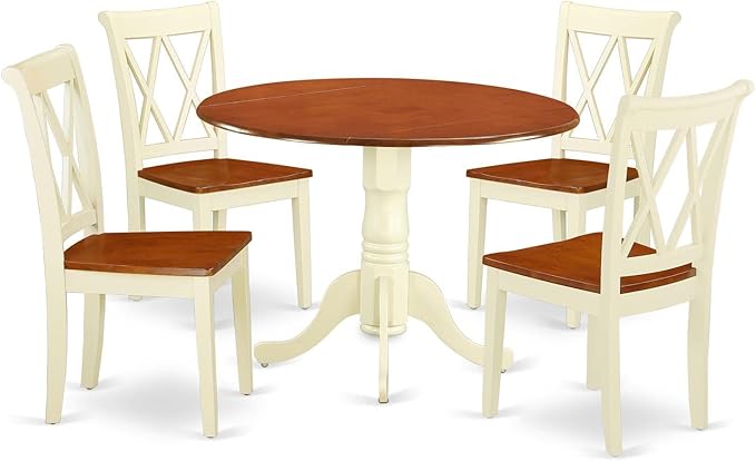 East West Furniture DLCL5-BMK-W 5 Piece Dining Room Table Set Includes a Round by EastWestFurniture