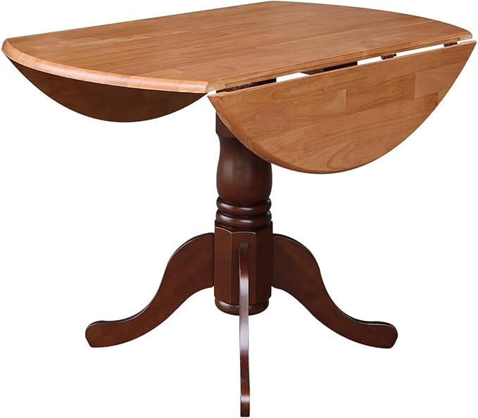 International Concepts Round Dual Drop Leaf Ped Table, Cinnamon/Espresso - Image 7