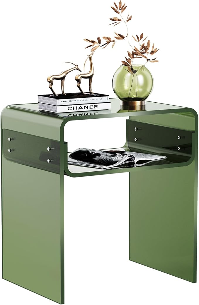 Clear Acrylic End Table 2-Tier Bedside Nightstand by AcrylicFurnitureHomeDecor