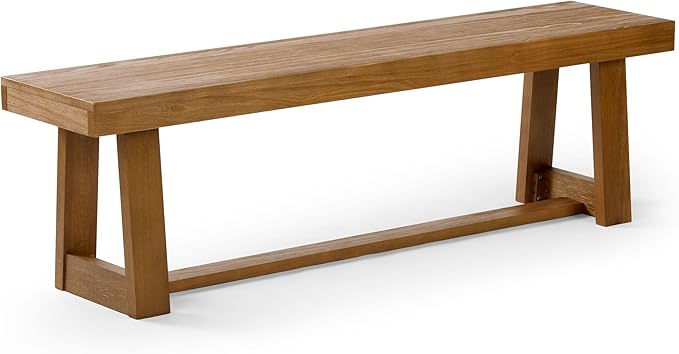 Plank+Beam 60 Inch Farmhouse Dining Bench, Solid Wood Entryway Bench, Wooden - Image 3
