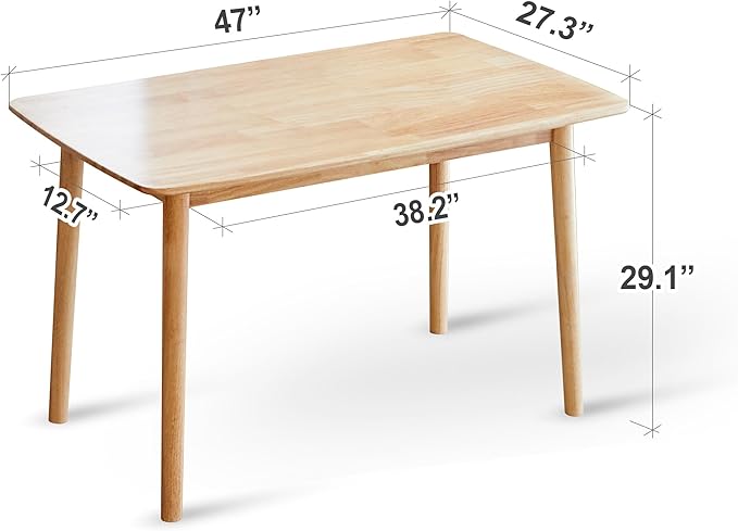 Livinia Aslan 47" Malaysian Oak Rectangular Wooden Dining Table/Solid Wood - Image 2