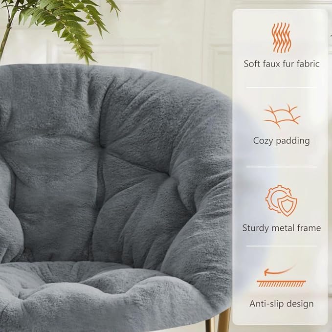 Comfortable Cozy Faux Fur Disc Chair Foldable Feature - Image 5
