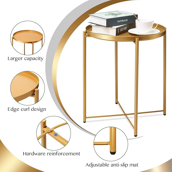 danpinera Gold Side Table 2 Pack, End Table - Image 5