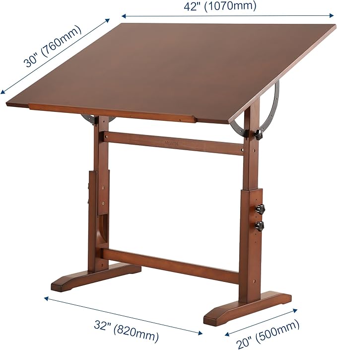 VISWIN Wood Drafting Table for Adults, Solid Pine Wood Artist Desk for Drawing - Image 3