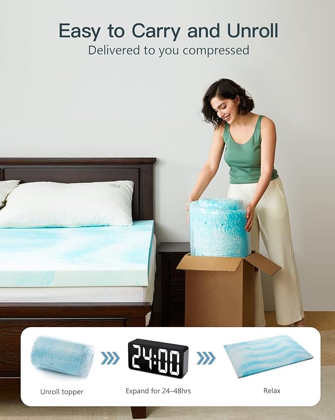PERLECARE 4 Inch Full Memory Foam Mattress Topper, Cooling Gel Infused Mattress - Image 6