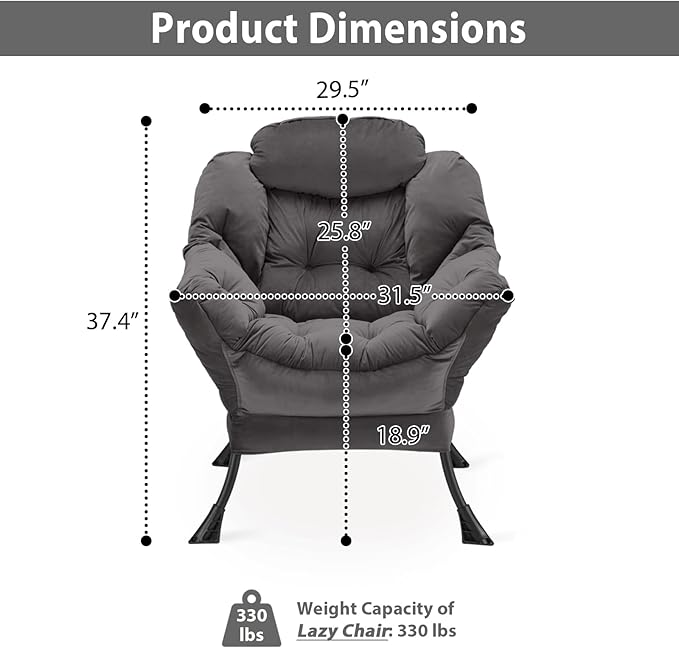 Lazy Chair Thick Padded, Comfy Velvet Accent Lounge Chair - Image 3