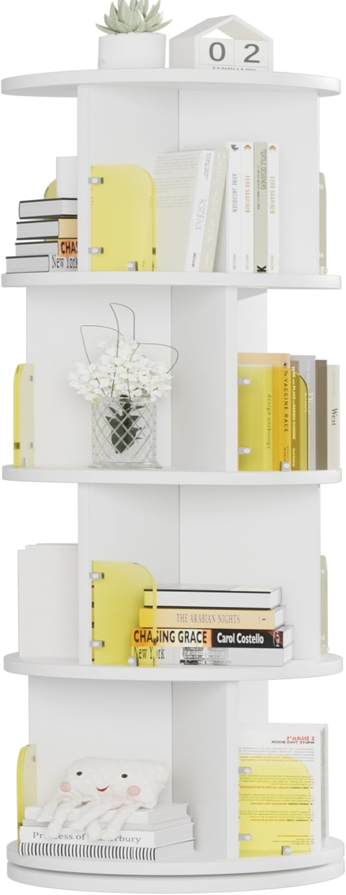 VECELO Rotating Bookshelf Tower, 360°Revolving Bookcase, Round Book Shelf by VECELO