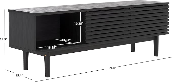 SAFAVIEH Aricia TV Stand for up to 65" Flatscreen – Black, 2 Sliding Doors - Image 2