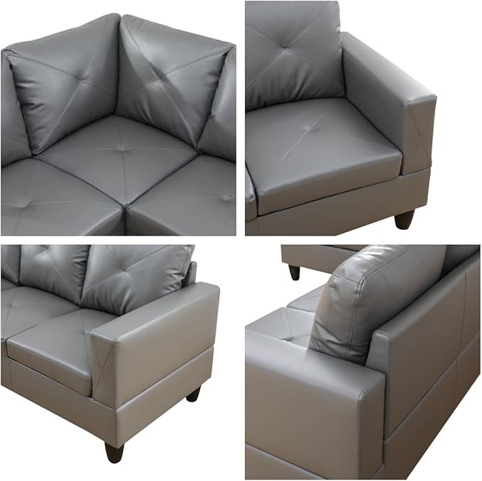 NAYSAYE L Shaped Couch, Leather Modular Sectional Couch - Image 5