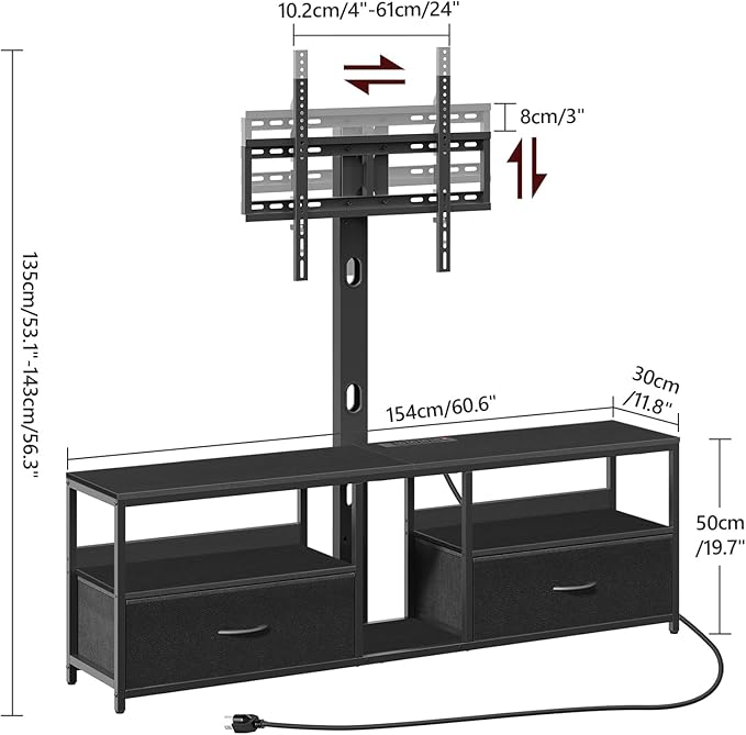 TV Stand with Mount for up to 65", Entertainment Center with Switch-Controlled - Image 3