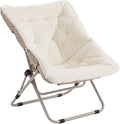 Tiita Comfy Folded Chair, Soft Faux Fur Oversized Folding Accent Chair by TiitaHome