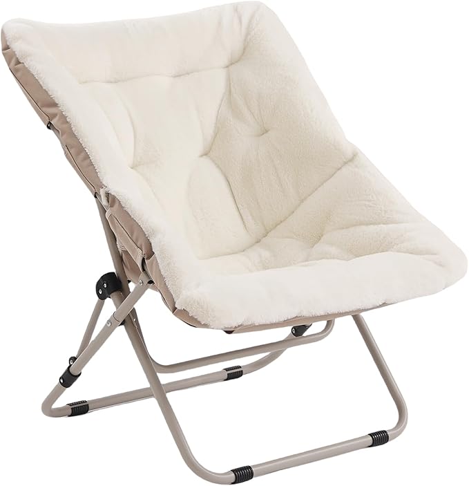 Tiita Comfy Folded Chair, Soft Faux Fur Oversized Folding Accent Chair by TiitaHome