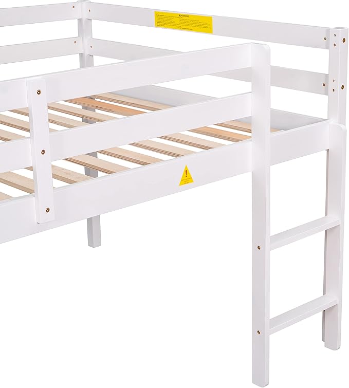 HomSof Full Loft Bed with Guard Rail & Ladder, No Box Spring Needed, Easy - Image 8