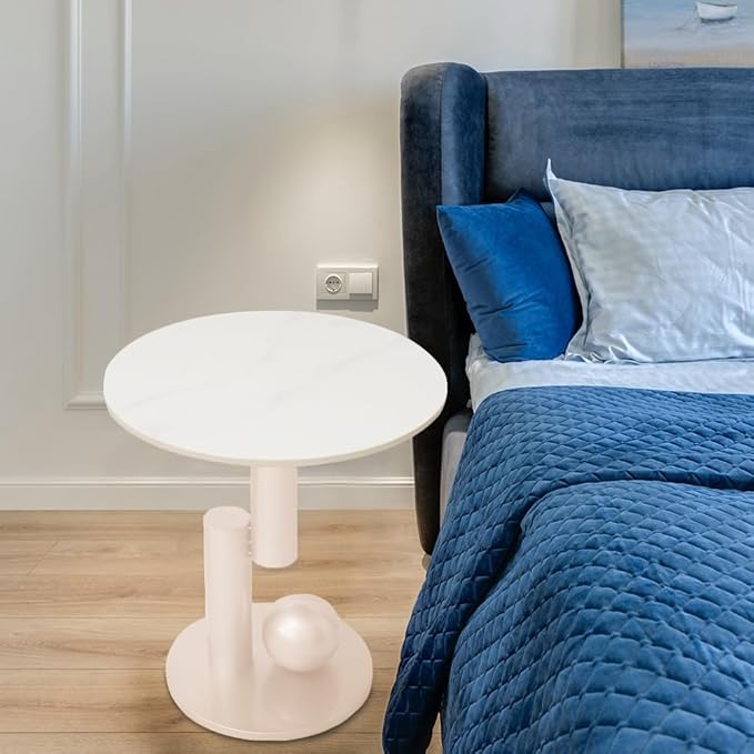 Marble Top Metal White End Table - Image 6