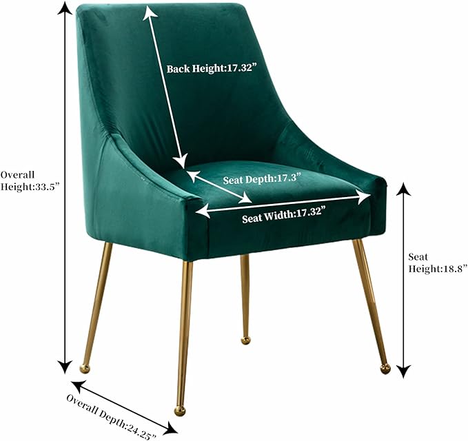 Modern Velvet Dining Chairs Set of 2, Contemporary Upholstered Furniture - Image 3