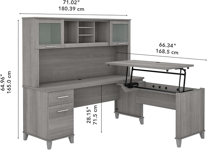 Bush Furniture Somerset 72W 3 Position Sit to Stand L Shaped Desk - Image 3