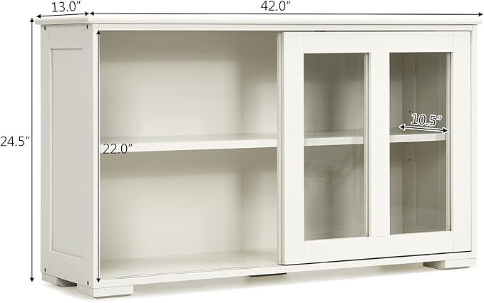 Costzon Sideboard Buffet Cabinet, Wooden Kitchen Storage Cabinet - Image 3