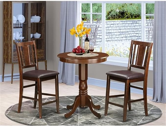 East West Furniture EDBU3-MAH-LC 3 Piece Counter Height Dining Table Set - Image 2