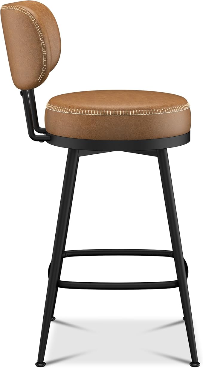 Counter Height Bar Stools, Faux Leather Kitchen Counter Stools - Image 9
