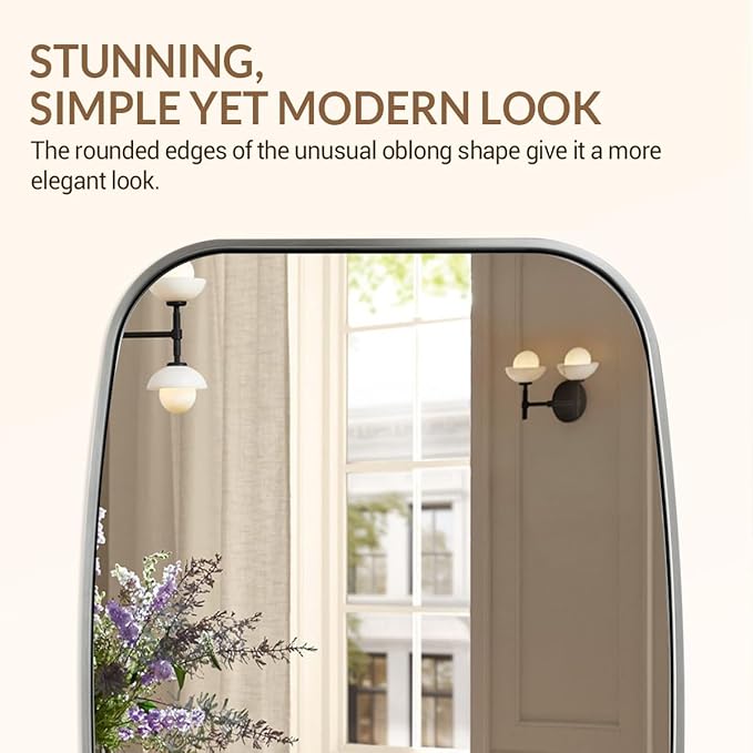 ANDY STAR Brushed Nickel Oval Bathroom Mirror - Image 5