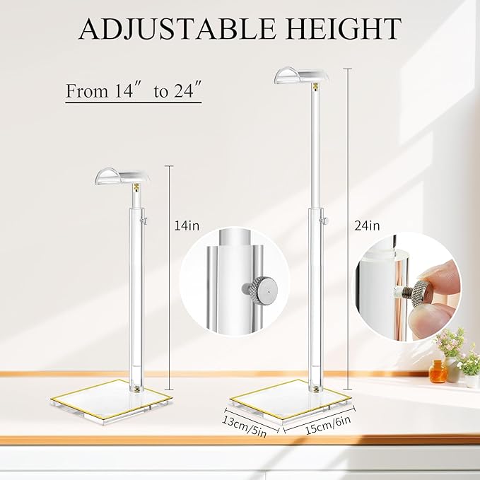 Acrylic Purse Stands for Display, 3 Pack 14" to 24"Adjustable Height Clear - Image 3