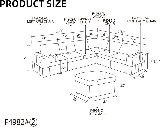 L Shaped Sectional Couches for Living Room, Modular Sectional Sofa - Image 2