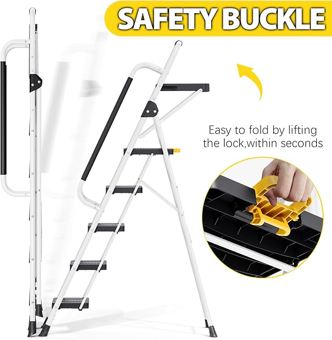 KINGRACK Folding 5-Step Ladder, 800 lbs Capacity Step Stool - Image 5