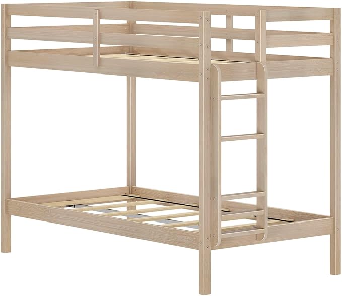 Grain & Grove Bear Twin Over Twin Bunk Bed, Sturdy Bunk Bed Frame - Image 4