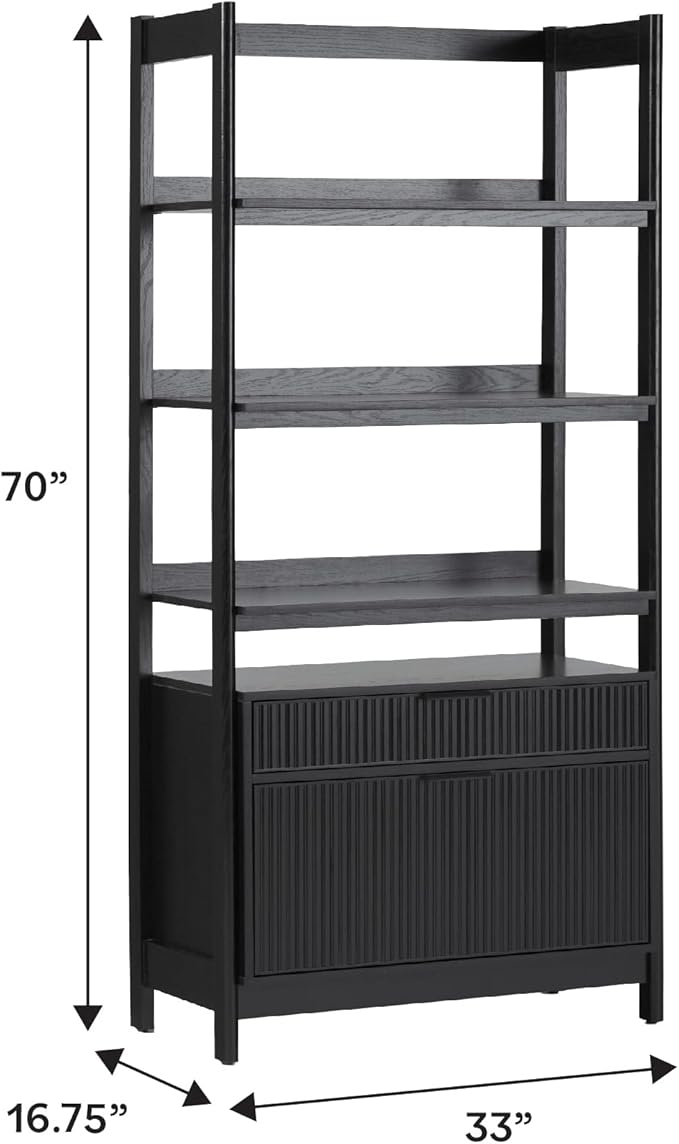 Walker Edison Transitional Open Reeded 4-Shelf Bookshelf - Image 3