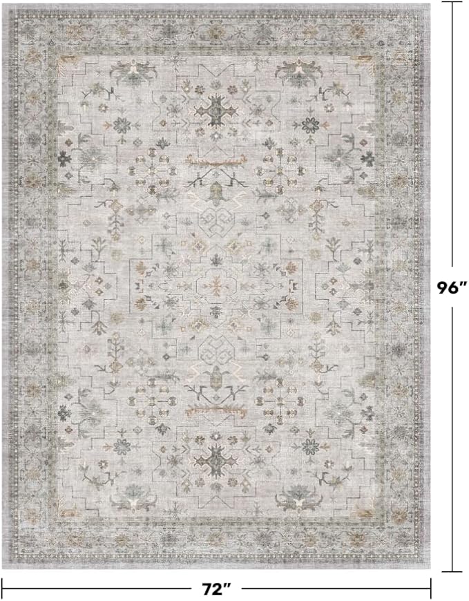 Boho Light Grey Living Room Rug 6x8 - Image 2