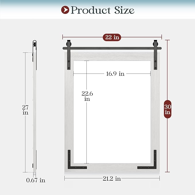 22x30 Inch Farmhouse Bathroom Mirror, Rectangle Wall Decorative Mirrors - Image 6