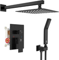 SR SUN RISE Black Square Rainfall Shower Head and Handle Set, Wall Mounted by SRSUNRISE