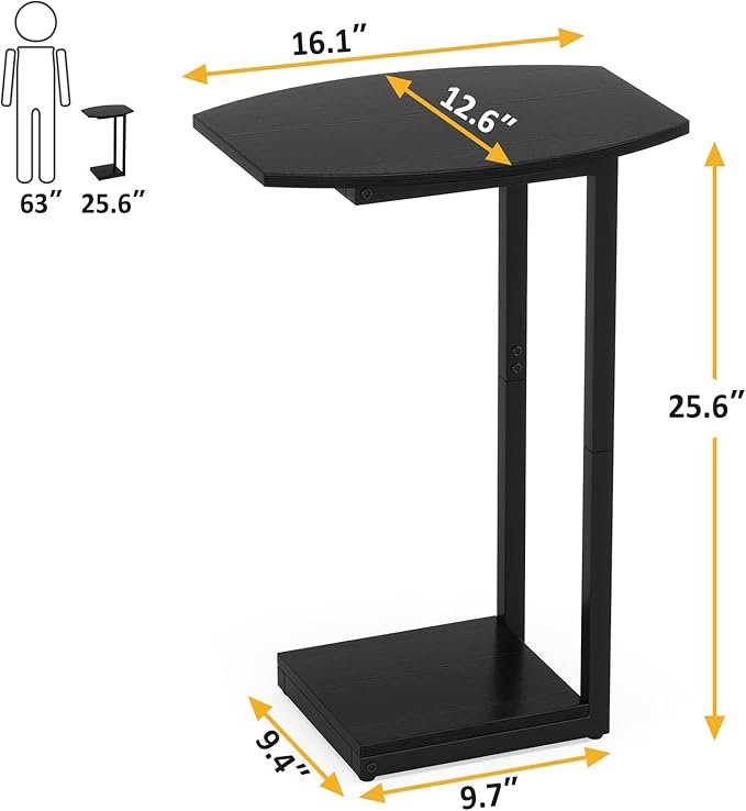 Hosfais Small Side Table End Table, C Shaped Barrel Coffee Table - Image 3