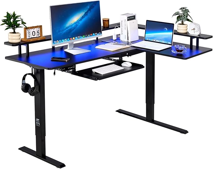 VEVOR L Shaped Desk, Electric Adjustable Height Corner Gaming Desk by VEVOR