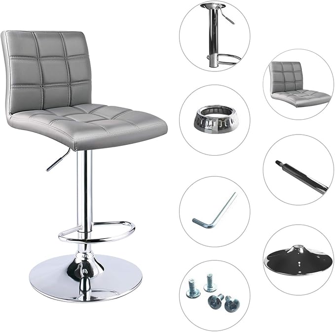 Leopard Modern Square Back PU Leather Adjustable Bar Stools - Image 3