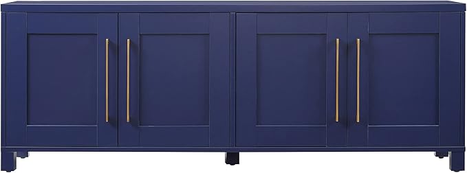 Henn&Hart Rectangular TV Stand for TV's up to 75" in Dark Blue, for Home - Image 4