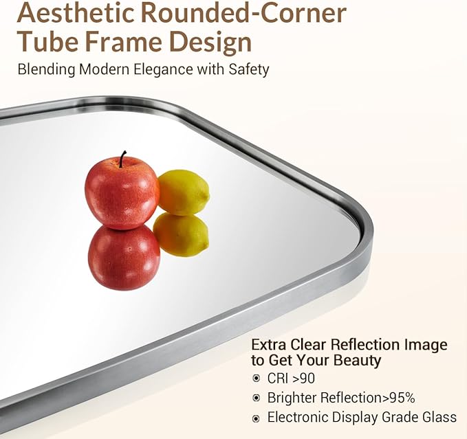 ANDY STAR Brushed Nickel Oval Bathroom Mirror - Image 3