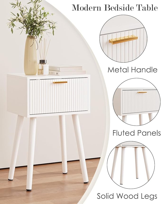 Night Stand, Small Modern Mid-Century Bedside Table - Image 6
