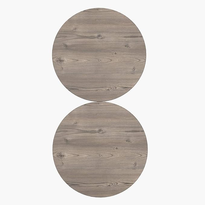 PAK HOME - Set of 2 Pine Wood Grey End Table – Round Wood Sofa Side Coffee - Image 9