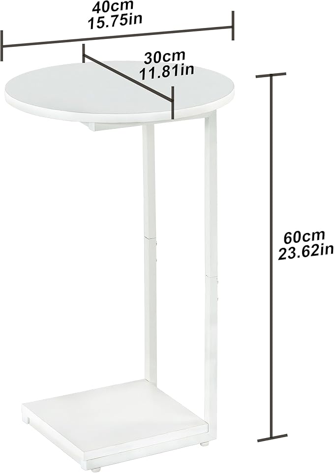 HDANI C Table Small End Table, Couch Tables That Slide Under, C Shaped Oval - Image 3