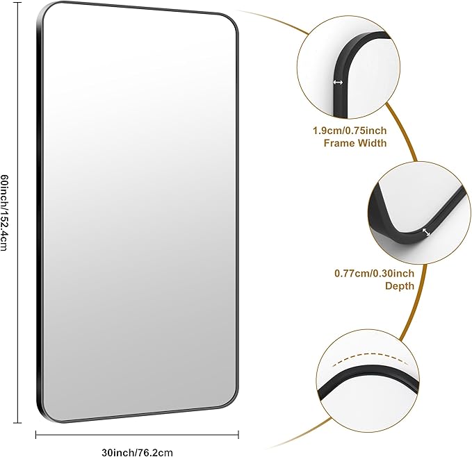 KOCUUY 60"x30" Large Rectangle Vanity Mirror, Modern Design of Upgraded - Image 10