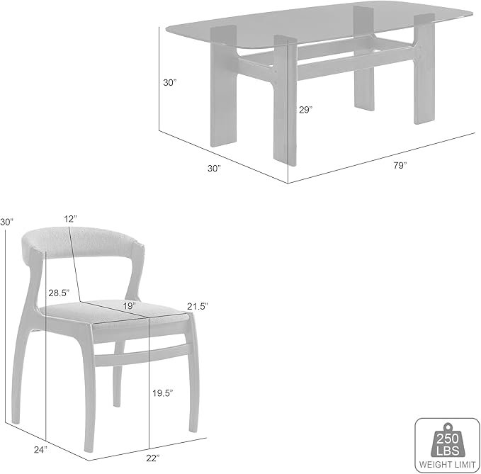 Armen living Ileena Mid-Century Modern 7-Piece Wood Dining Set in Walnut - Image 9