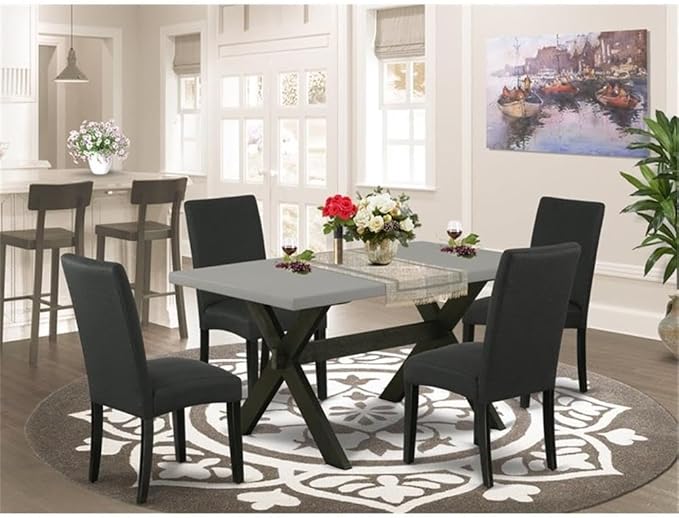 East West Furniture X696DR124-5 5 Piece Dining Table Set - Image 2