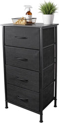 Nightstand with 4 Fabric Bins, Bedside Furniture, Night Stand, End Table by Unknown