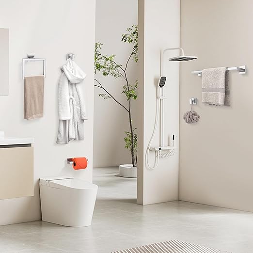 YACVCL Towel Bar Set, 5 Pieces Bathroom Hardware Set Brushed Nickel Bathroom - Image 9