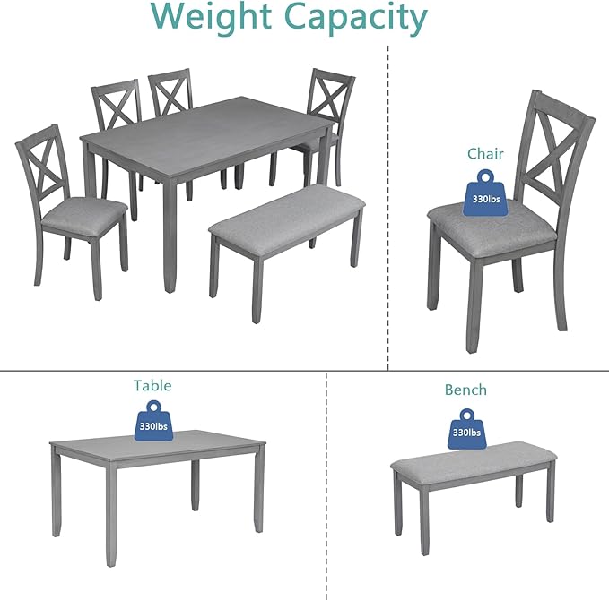 KEIKI 6-Piece Standard Height Dining Table Set - Image 7