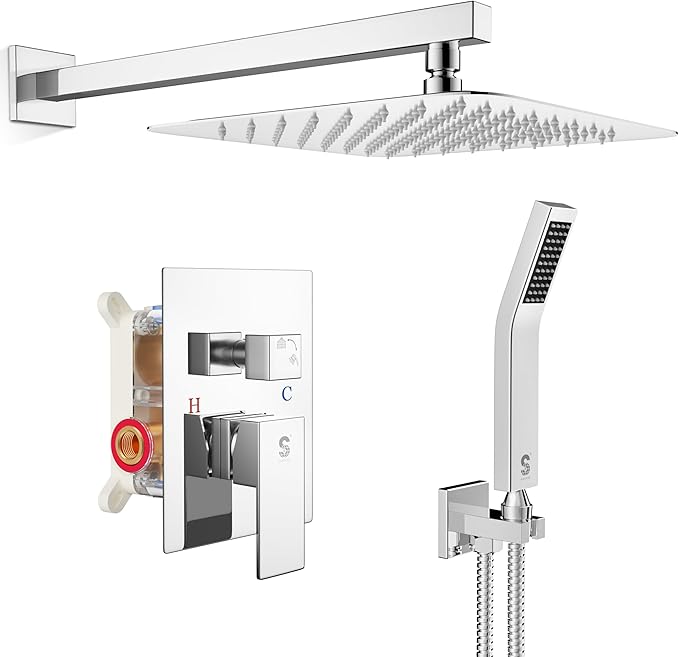 SR SUN RISE SRSH-D1203 12 Inches Bathroom Luxury Rain Mixer Shower Combo Set by SRSUNRISE