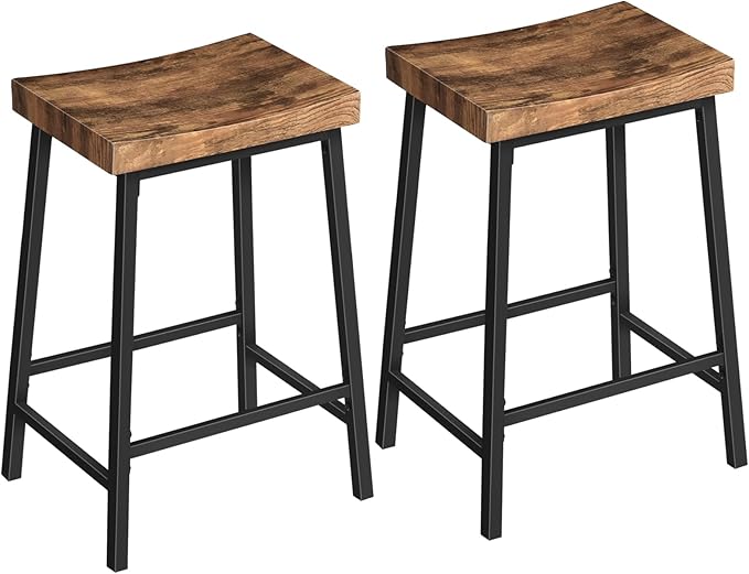 Bar Stools, Counter Height Bar Stools Set of 2, 23.7 Inch Saddle Stools by MAHANCRIS