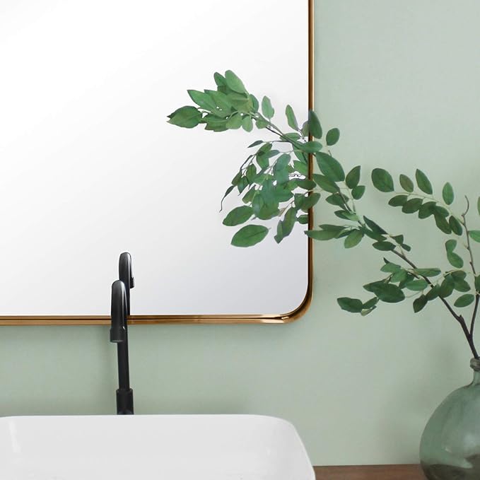 TEHOME 24x36 Brushed Gold Metal Framed Bathroom Mirror - Image 5